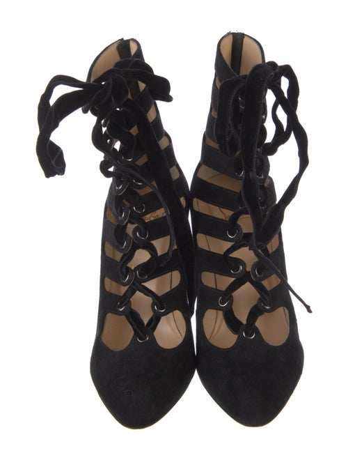 Christian Louboutin Suede Cutout Accent Lace-Up Boots