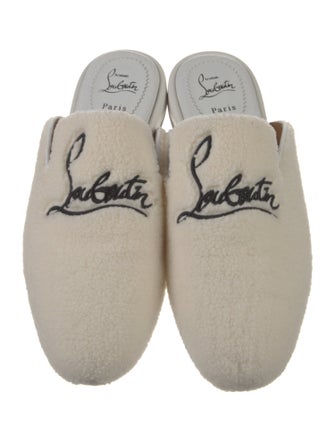 Christian Louboutin Shearling Embroidered Accent Slippers