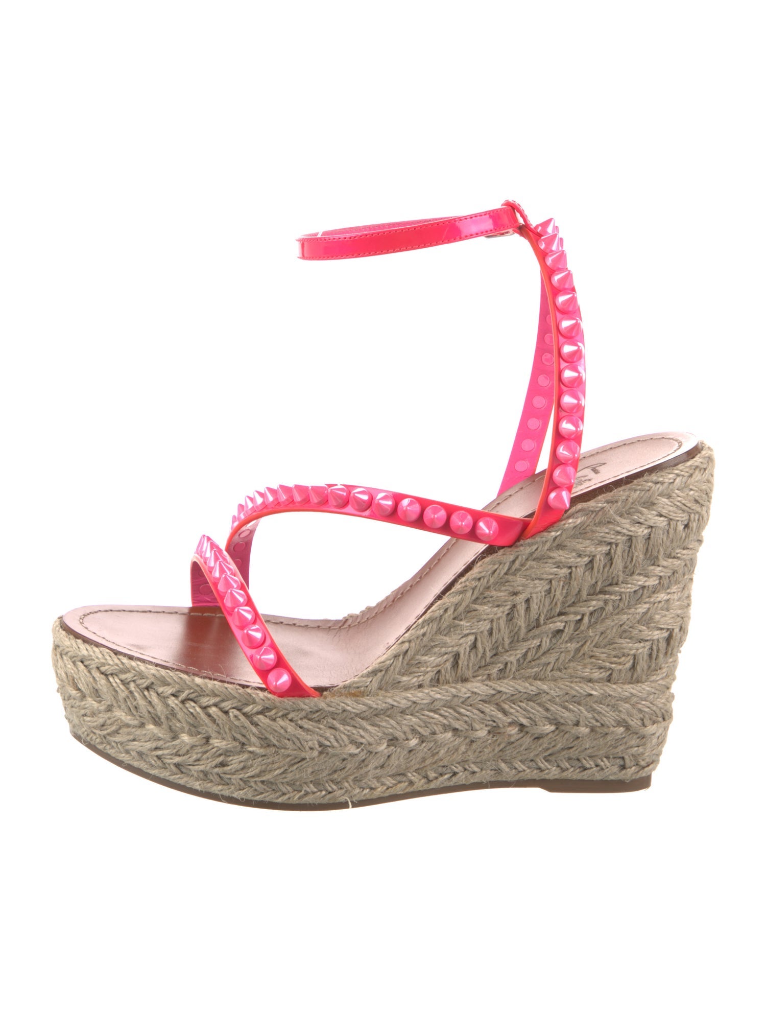 Christian Louboutin Spike Accents Raffia Espadrilles