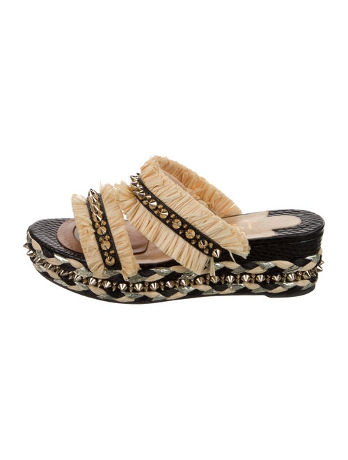 Christian Louboutin Leather Colorblock Pattern Slides