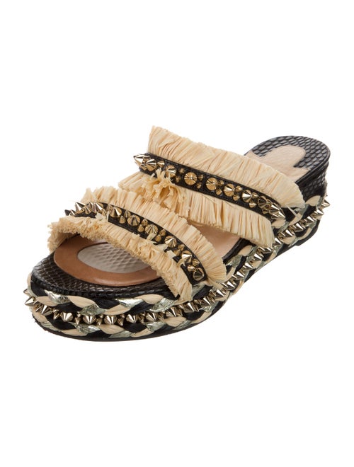Christian Louboutin Leather Colorblock Pattern Slides