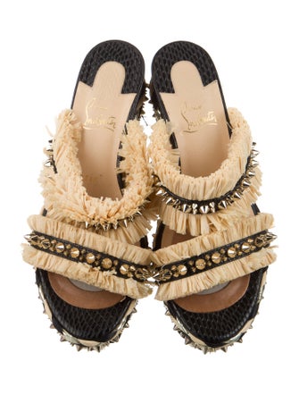 Christian Louboutin Leather Colorblock Pattern Slides