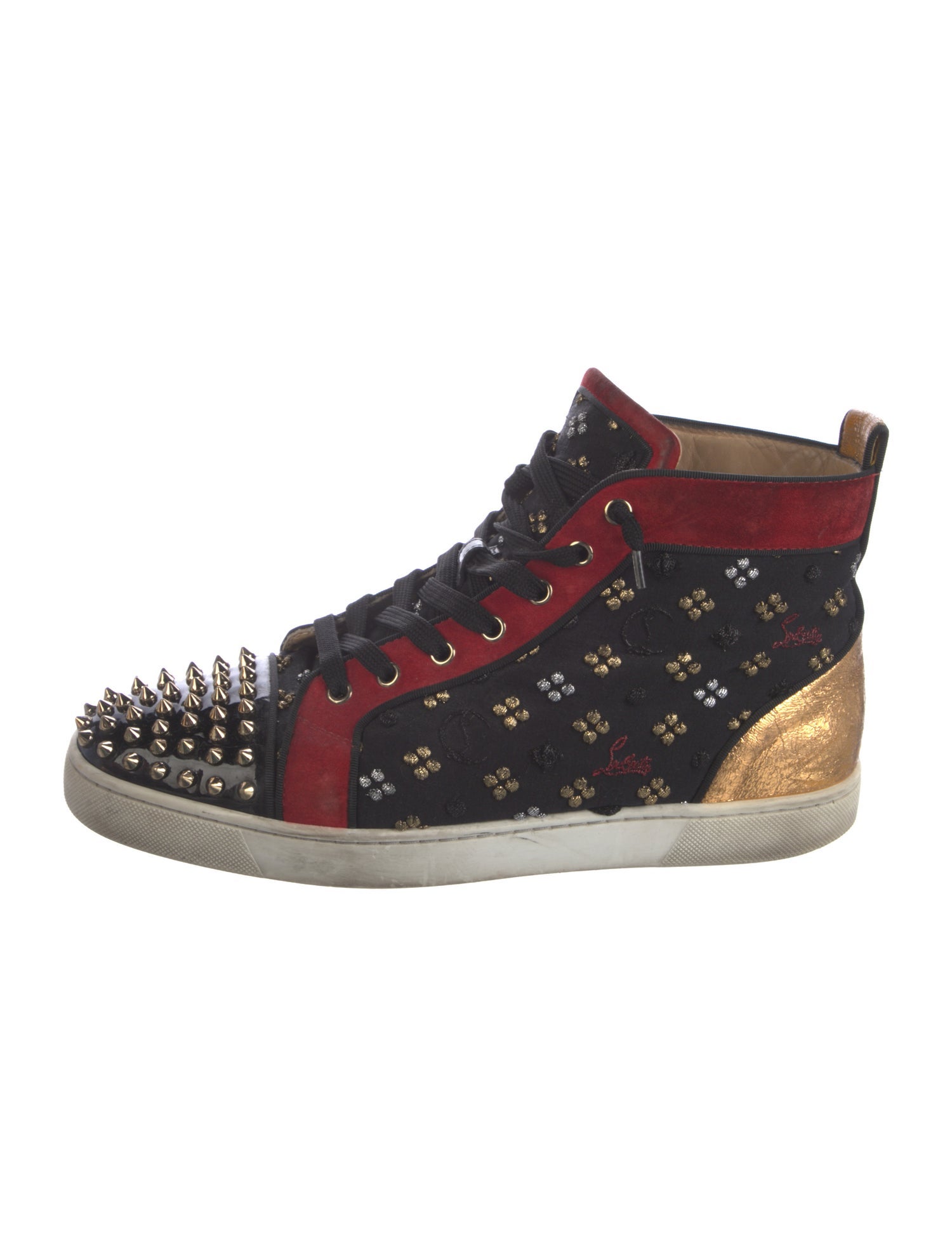 Christian Louboutin Spike Accents Printed Sneakers