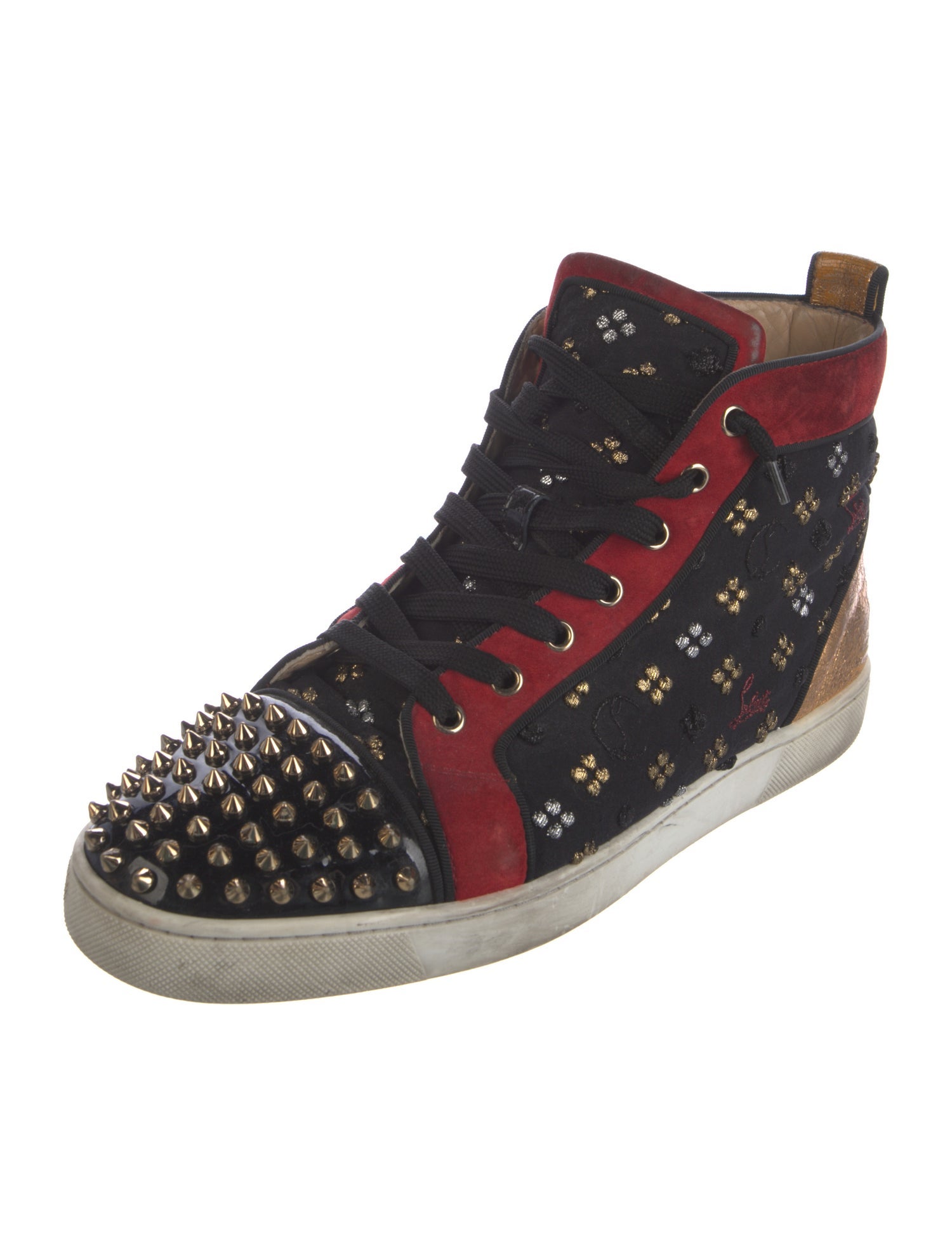 Christian Louboutin Spike Accents Printed Sneakers