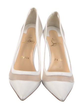 Christian Louboutin Leather Mesh Accents Slingback Pumps
