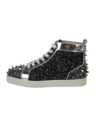 Christian Louboutin Spike Accents Velvet Sneakers