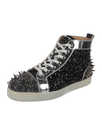 Christian Louboutin Spike Accents Velvet Sneakers