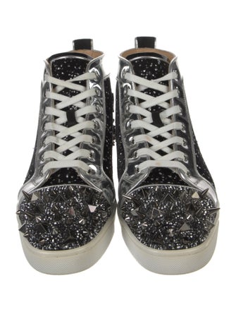 Christian Louboutin Spike Accents Velvet Sneakers