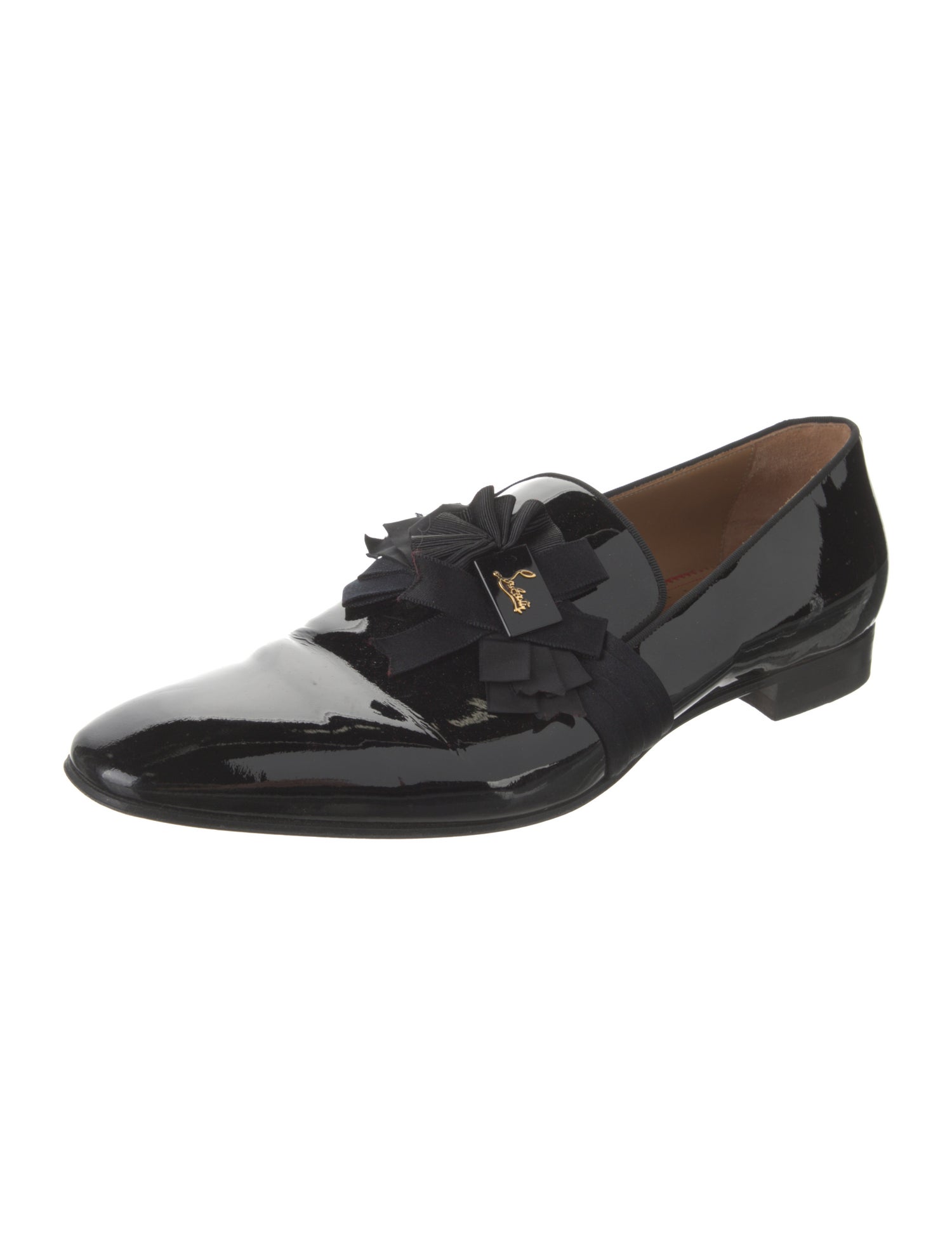 Christian Louboutin Spike Accents Patent Leather Monk Straps
