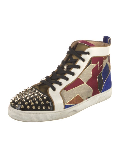 Christian Louboutin Spike Accents Printed Sneakers