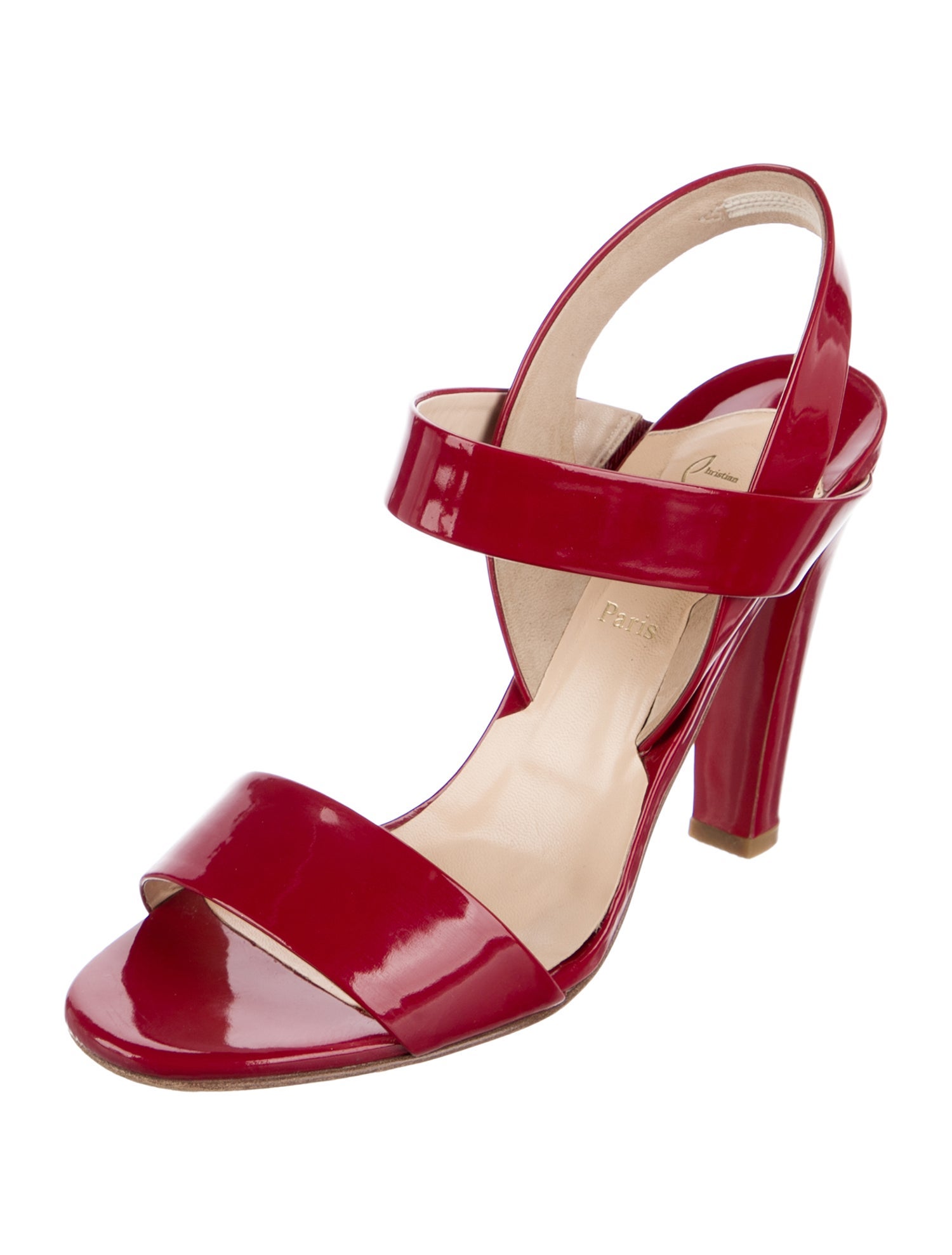 Christian Louboutin Etrier 100 Patent Leather Slingback Sandals