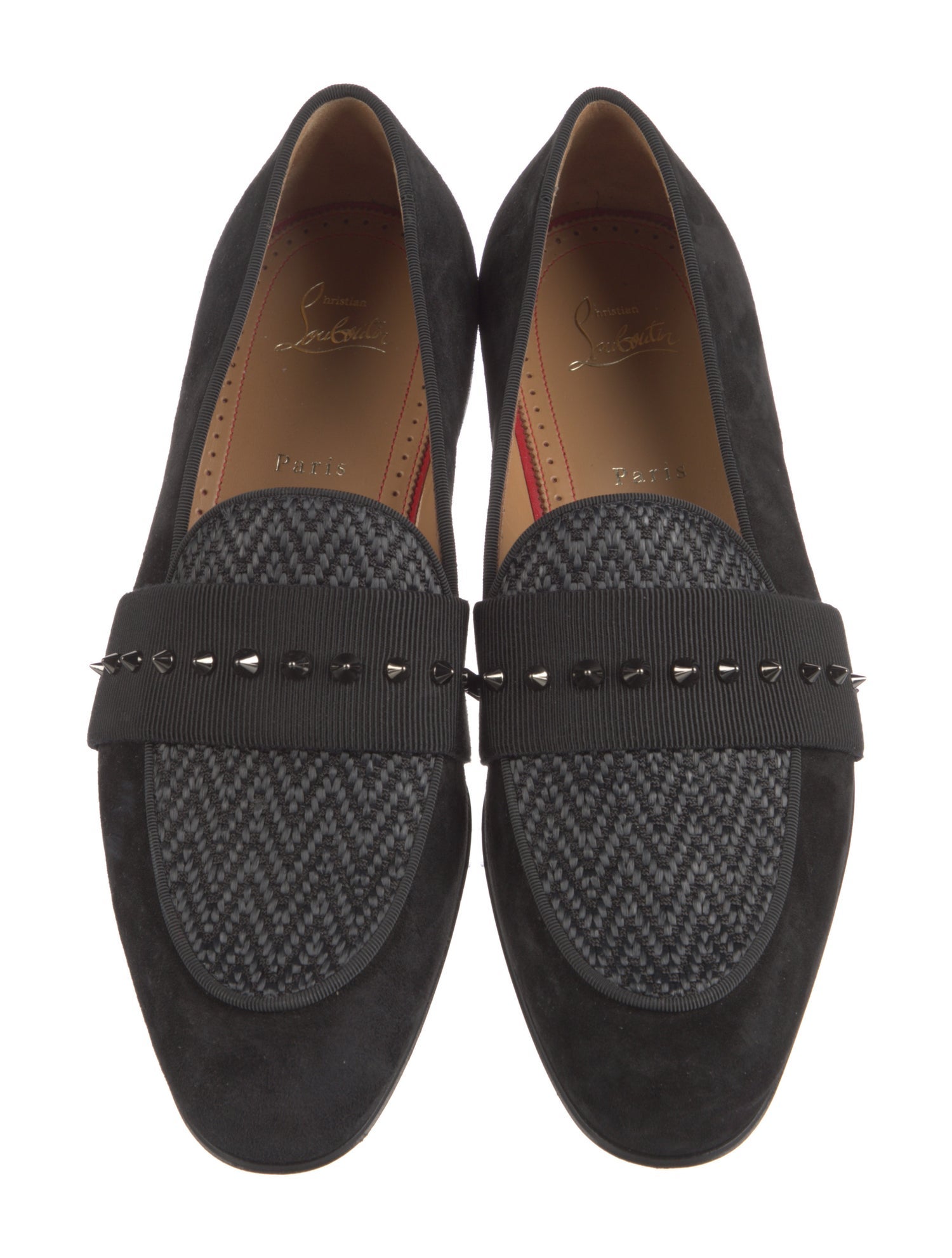 Christian Louboutin Spike Accents Suede Loafers
