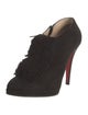 Christian Louboutin Suede Fringe Trim Accent Lace-Up Boots