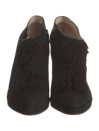 Christian Louboutin Suede Fringe Trim Accent Lace-Up Boots
