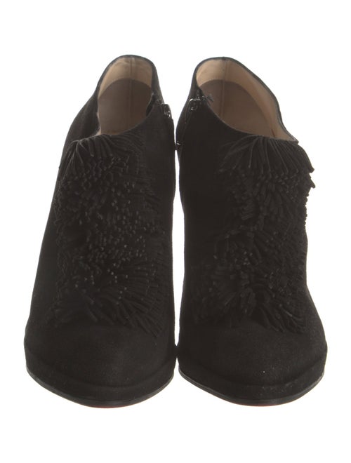 Christian Louboutin Suede Fringe Trim Accent Lace-Up Boots