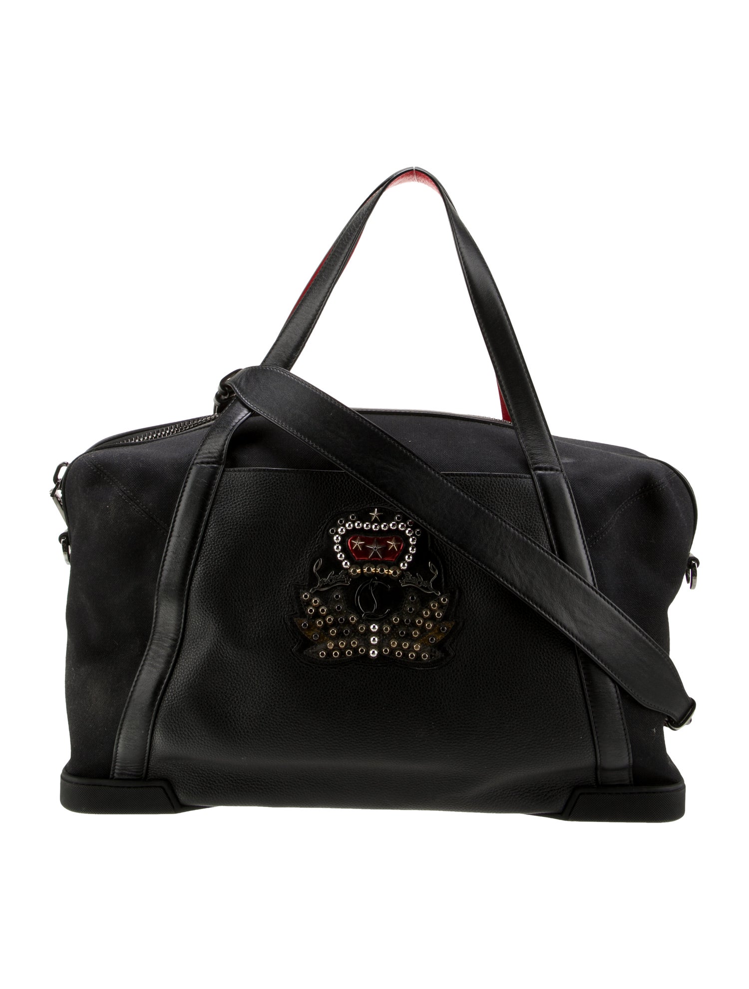 Christian Louboutin Black/Red Nubuck and Leather Bagdamon Duffle Bag