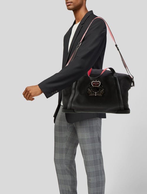 Christian Louboutin Black/Red Nubuck and Leather Bagdamon Duffle Bag