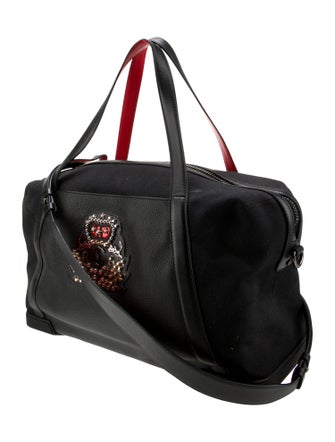Christian Louboutin Black/Red Nubuck and Leather Bagdamon Duffle Bag