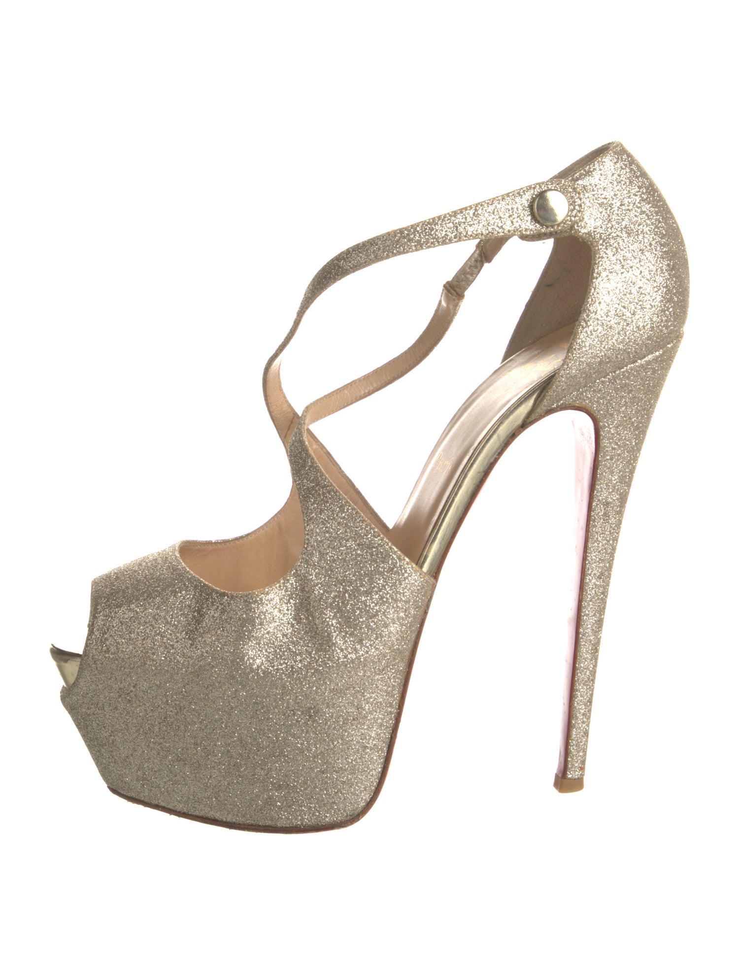 Christian Louboutin Glitter T-Strap Pumps