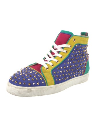 Christian Louboutin Suede Colorblock Pattern Sneakers