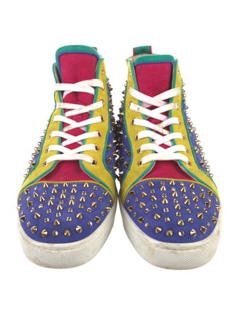 Christian Louboutin Suede Colorblock Pattern Sneakers