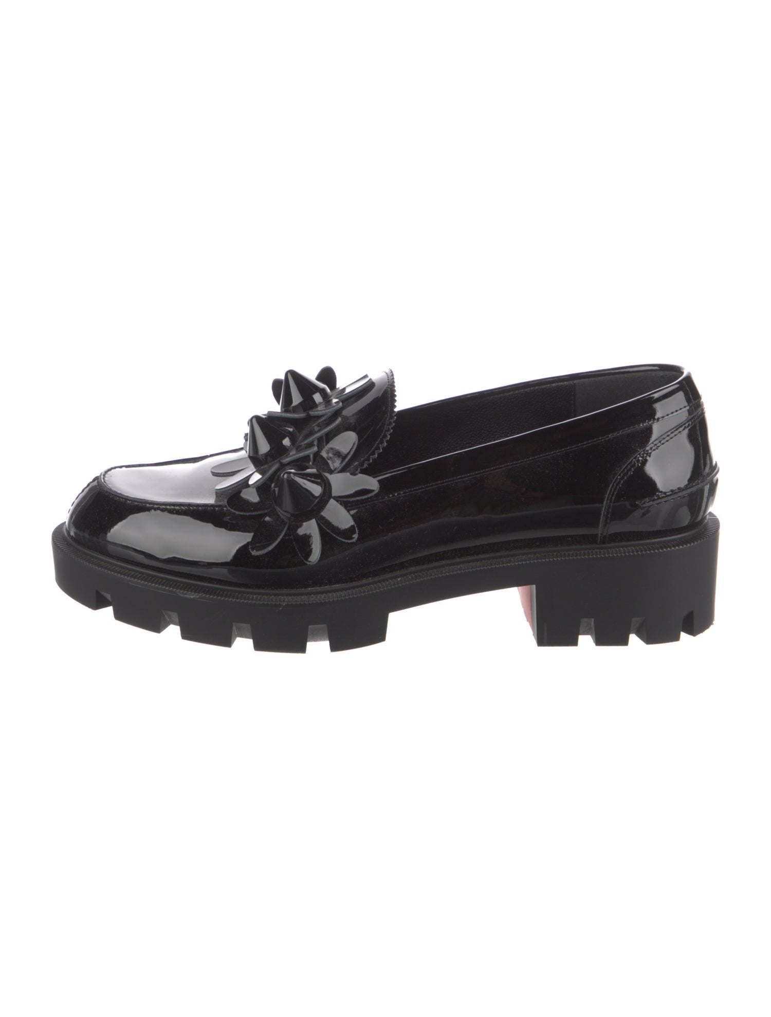 Christian Louboutin Spike Accents Patent Leather Loafers