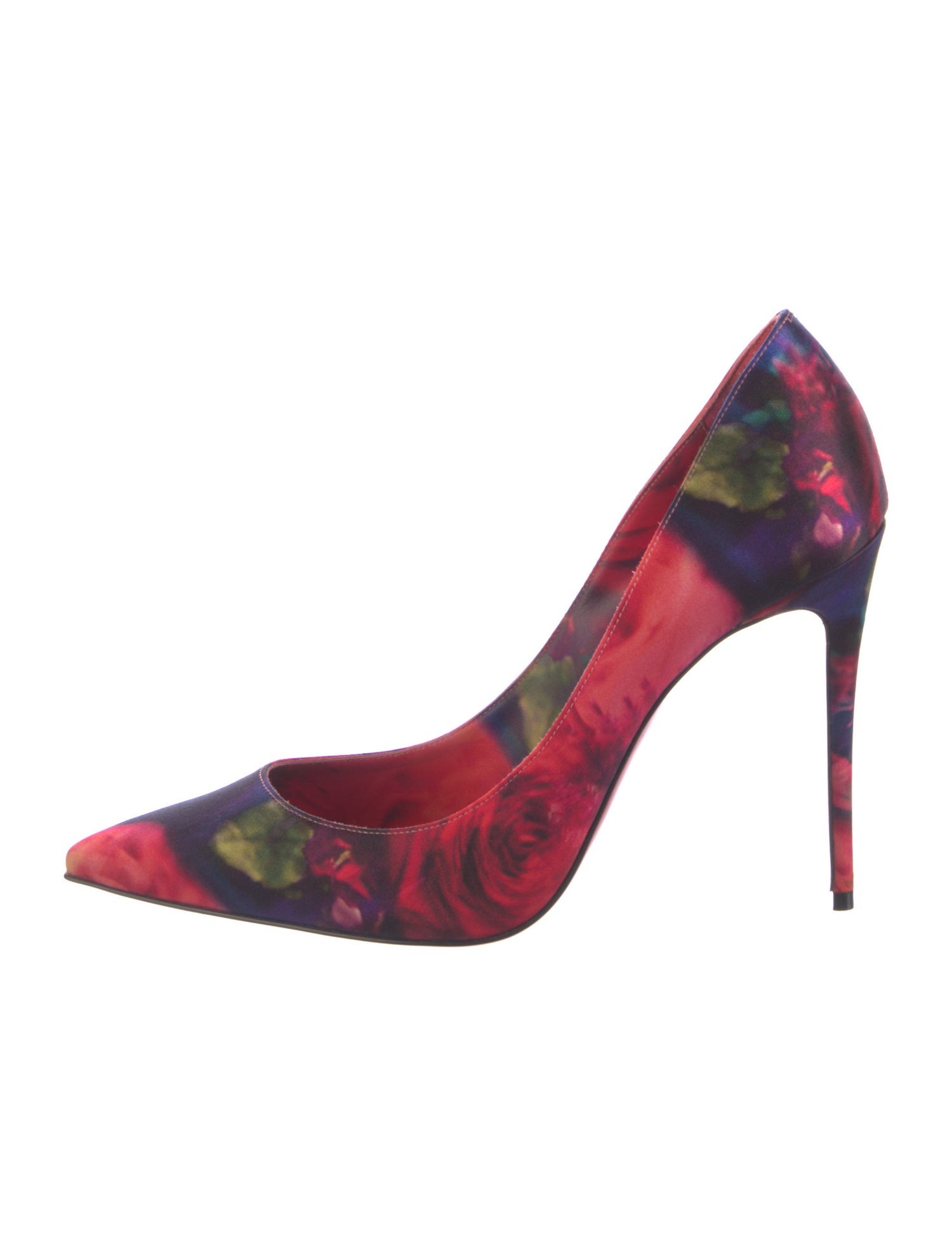Christian Louboutin Satin Floral Print Pumps