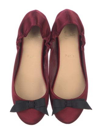 Christian Louboutin Satin Bow Accents Ballet Flats