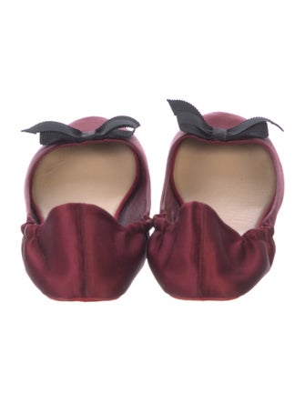 Christian Louboutin Satin Bow Accents Ballet Flats
