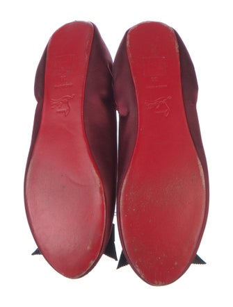 Christian Louboutin Satin Bow Accents Ballet Flats