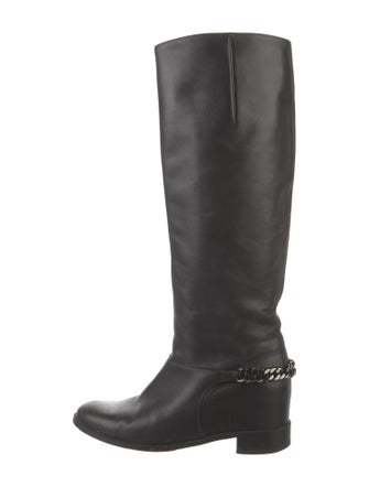 Christian Louboutin Leather Chain-Link Accents Riding Boots