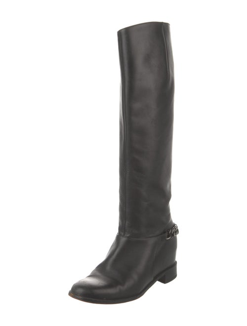 Christian Louboutin Leather Chain-Link Accents Riding Boots