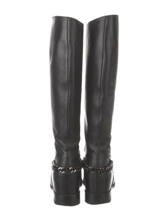 Christian Louboutin Leather Chain-Link Accents Riding Boots