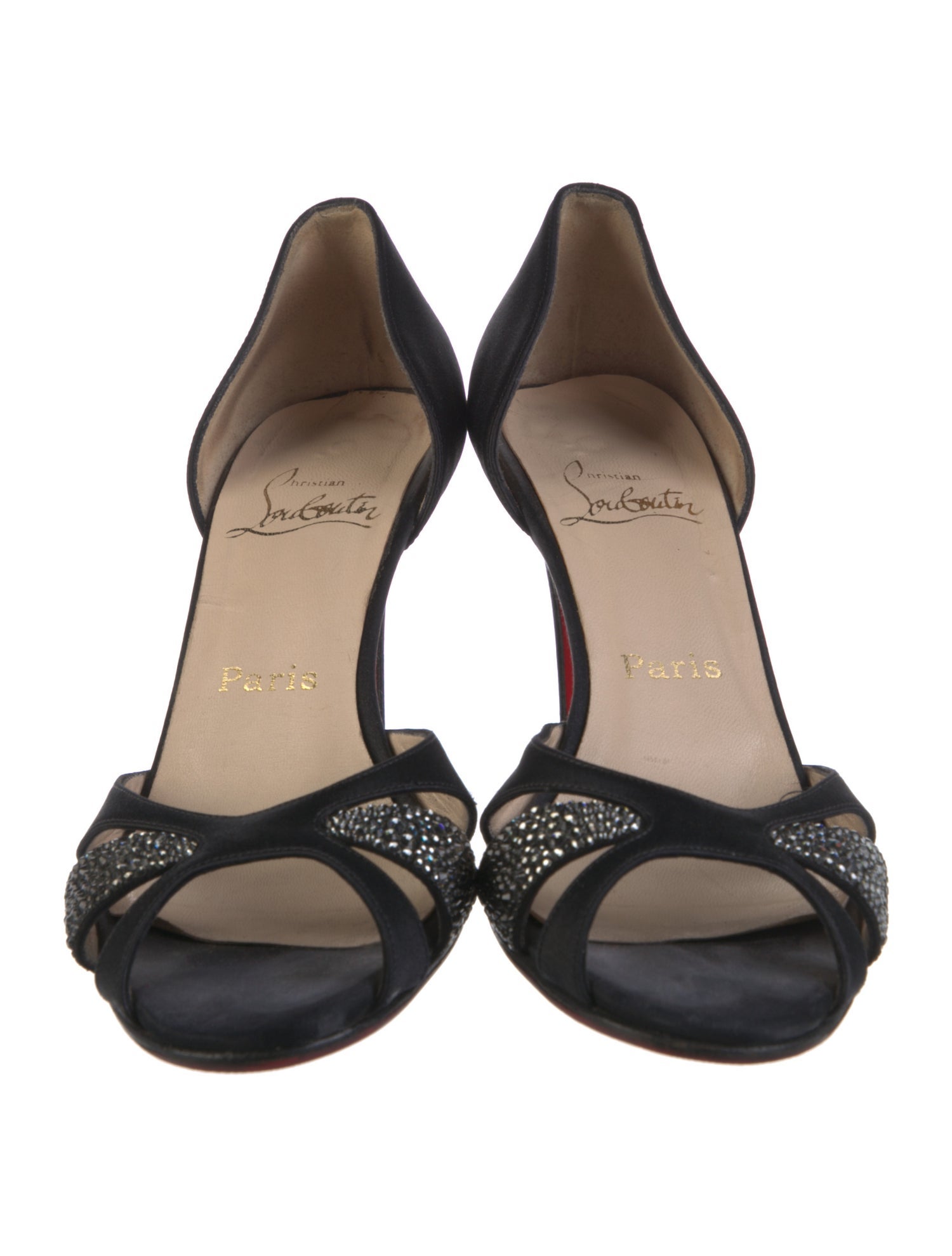 Christian Louboutin Satin Crystal Embellishments Sandals