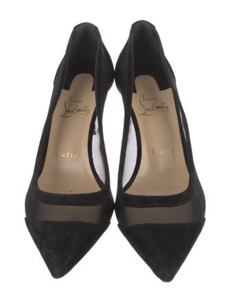 Christian Louboutin Suede Mesh Accents Pumps