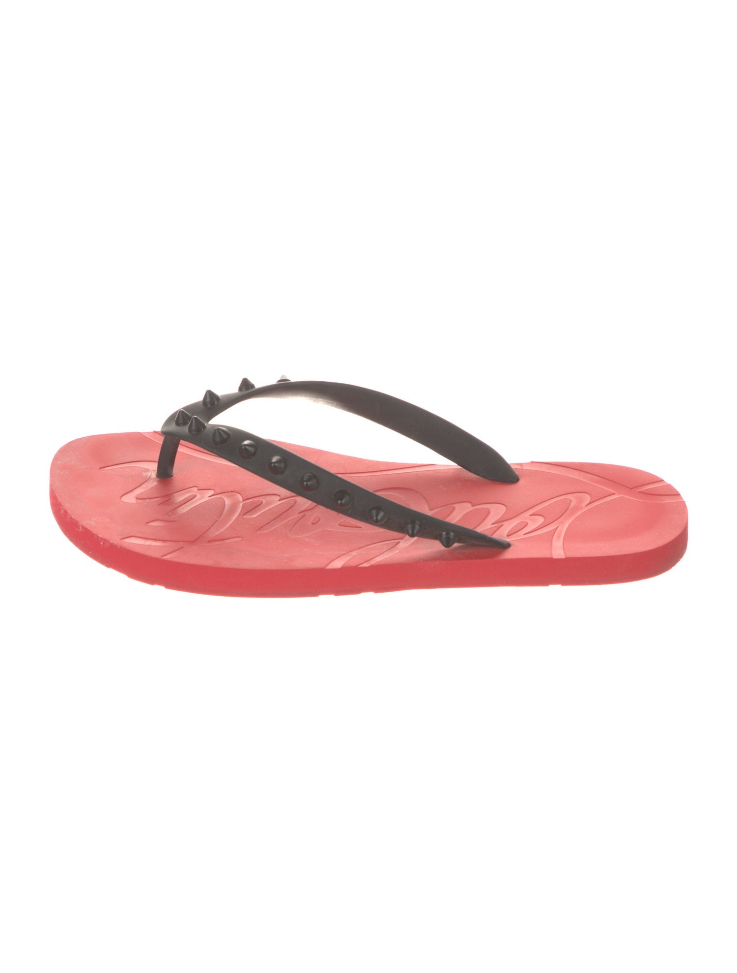 Christian Louboutin Spike Accents Rubber Flip Flops