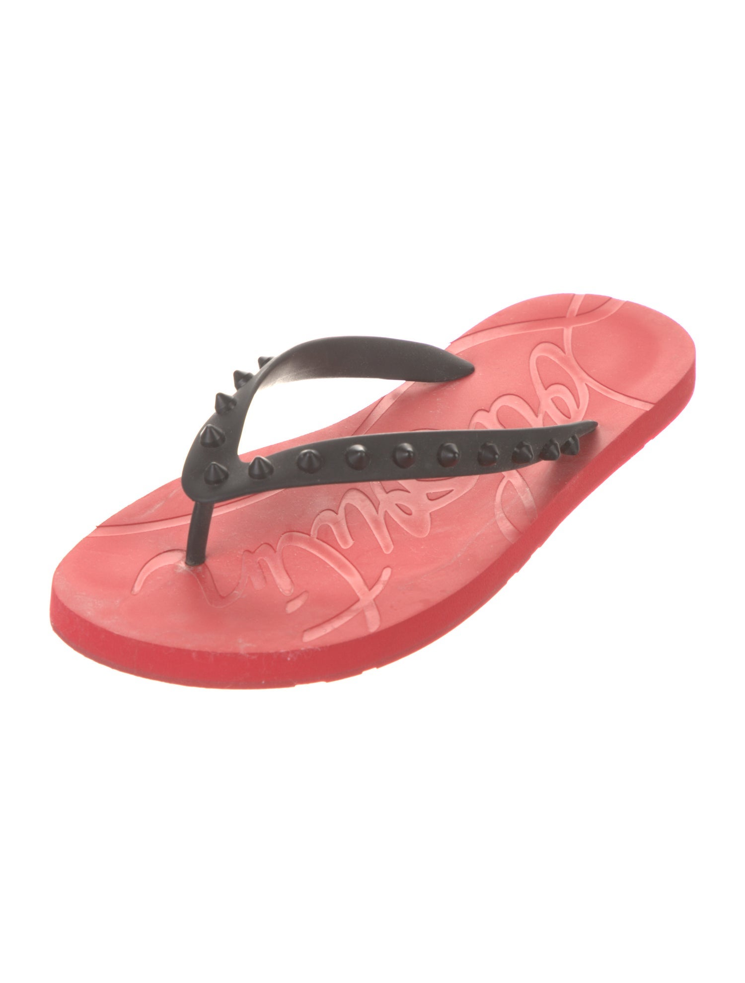 Christian Louboutin Spike Accents Rubber Flip Flops