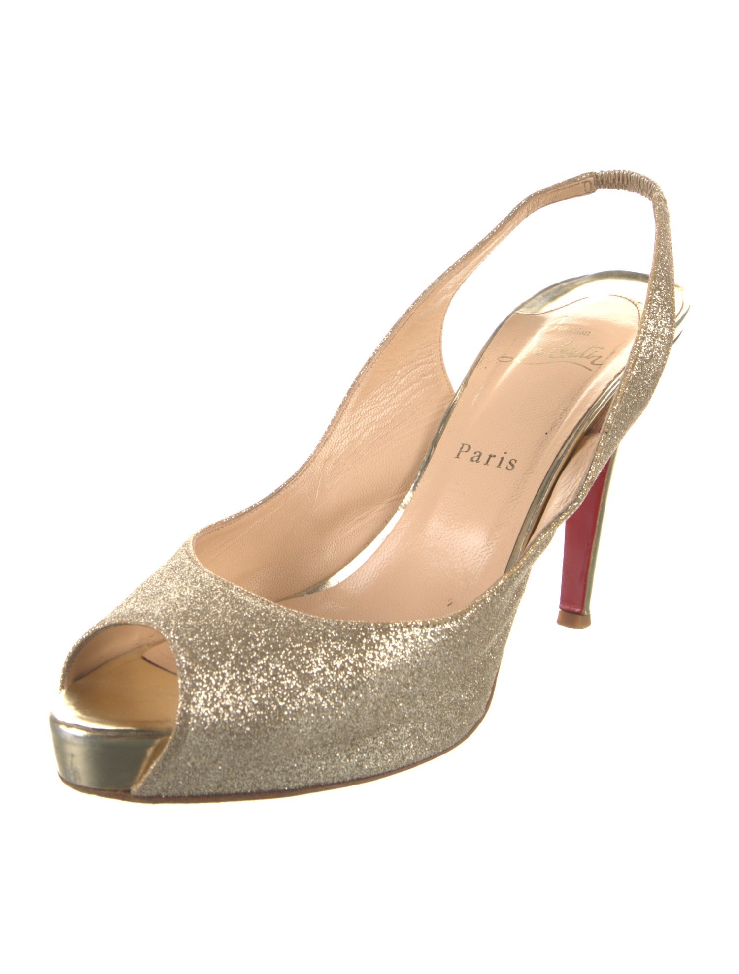 Christian Louboutin Glitter Glitter Accents Slingback Pumps