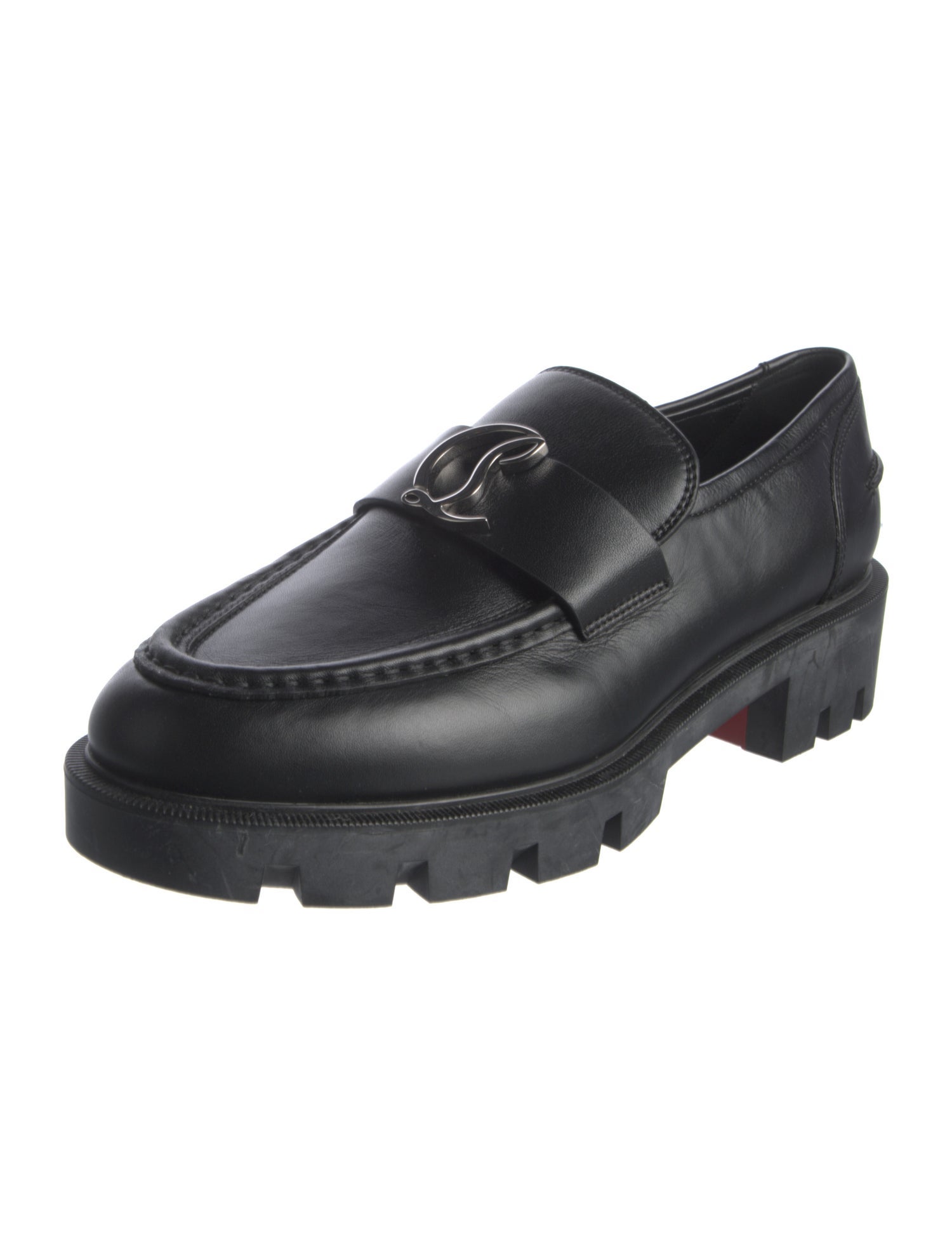 Christian Louboutin Leather Studded Accents Loafers