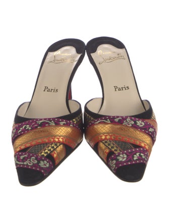 Christian Louboutin Suede Printed Mules