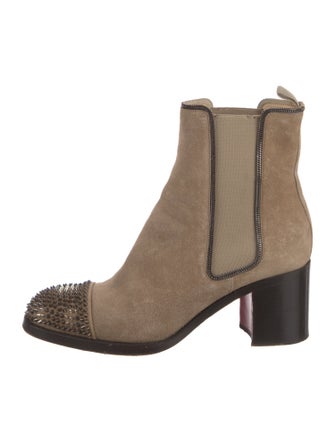 Christian Louboutin Chain-Link Accent Suede Chelsea Boots