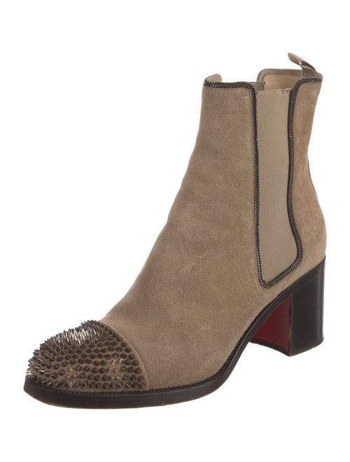 Christian Louboutin Chain-Link Accent Suede Chelsea Boots