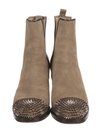 Christian Louboutin Chain-Link Accent Suede Chelsea Boots