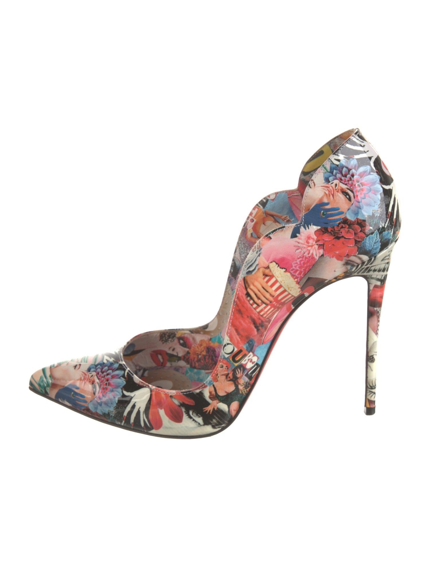 Christian Louboutin Patent Leather Floral Print Pumps