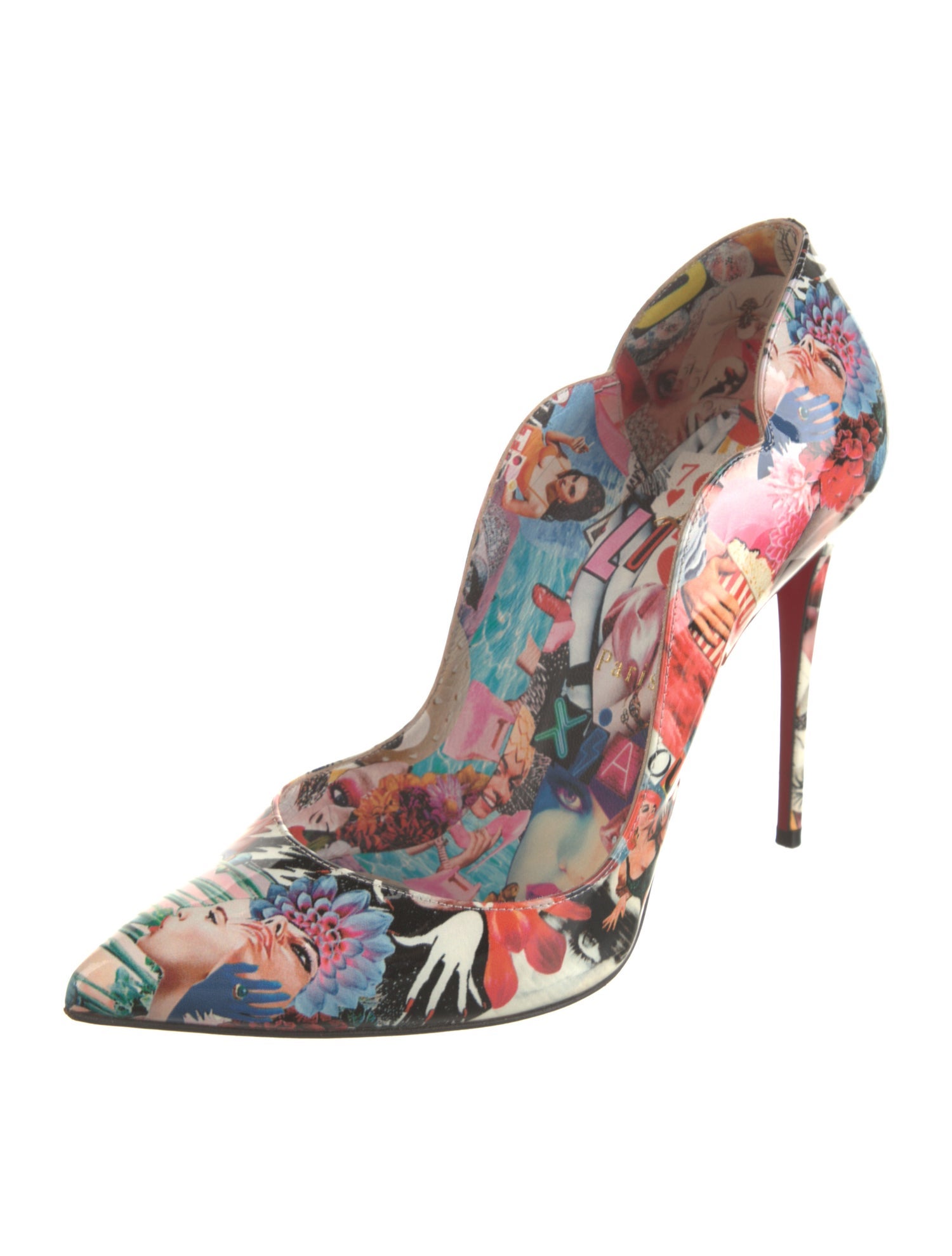 Christian Louboutin Patent Leather Floral Print Pumps