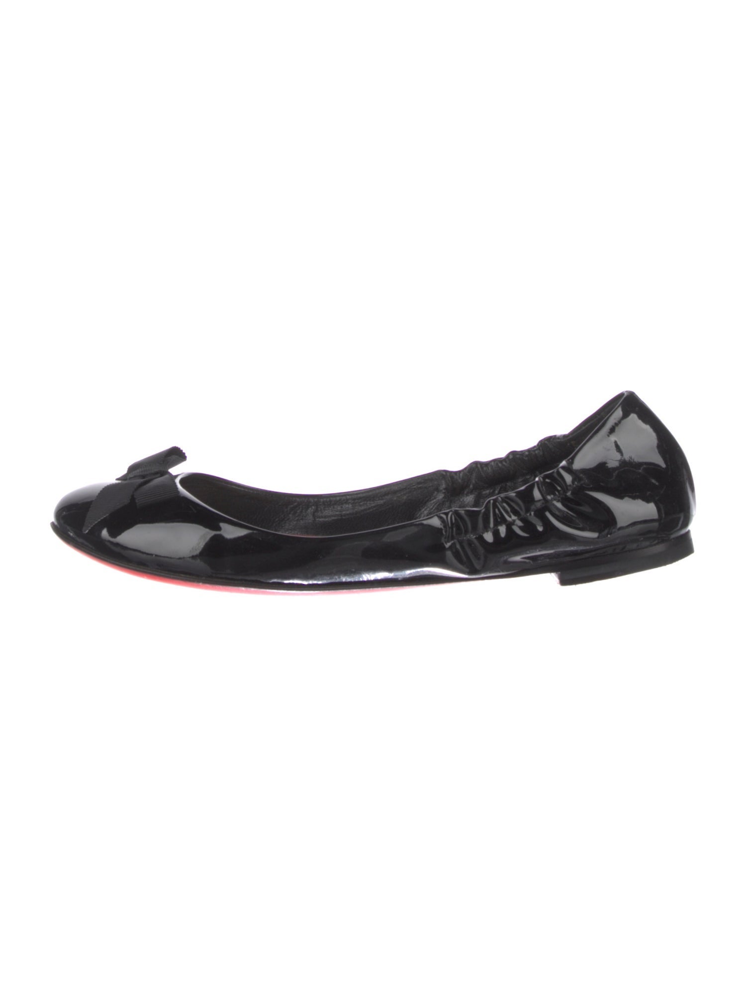 Christian Louboutin Patent Leather Bow Accents Ballet Flats