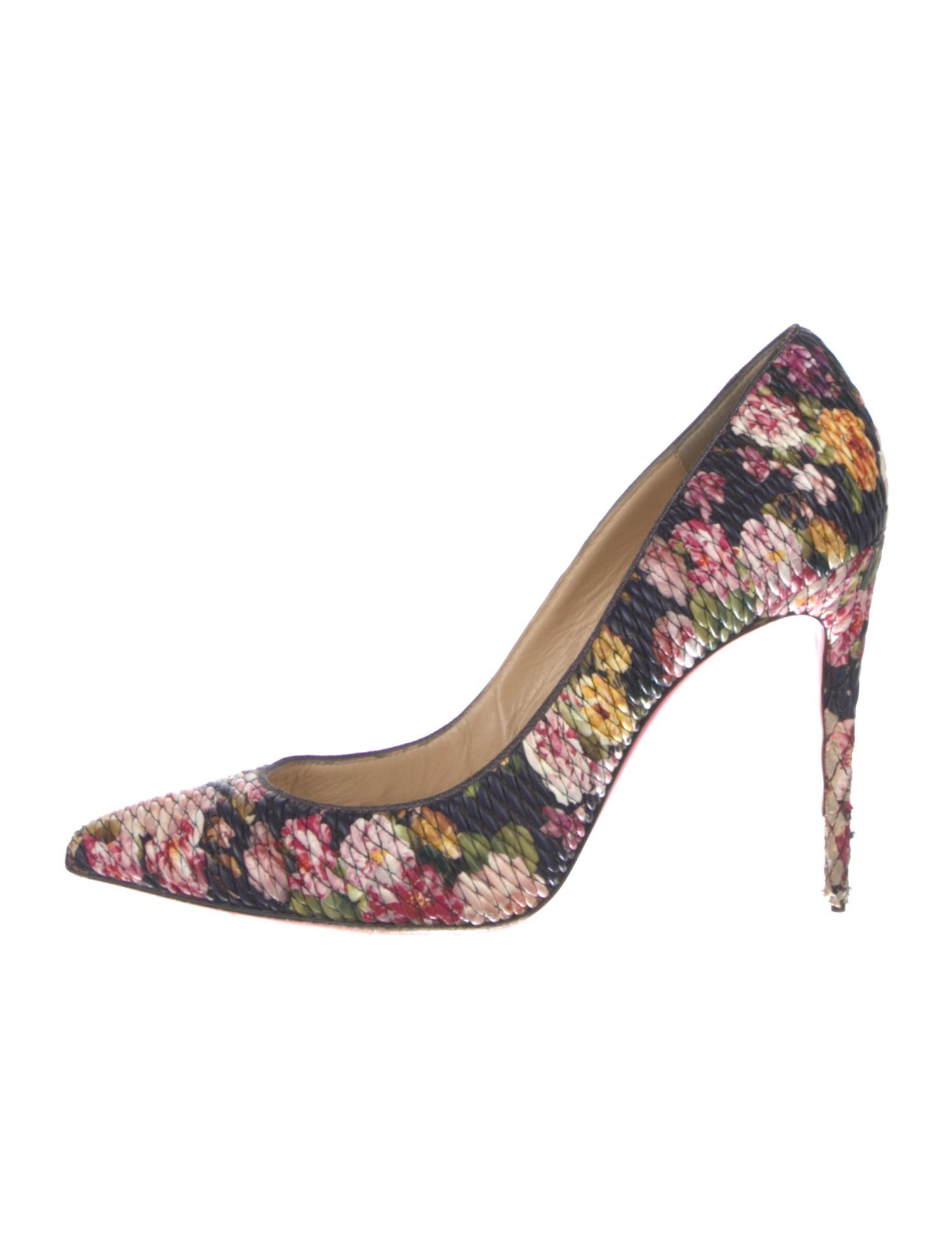 Christian Louboutin Leather Floral Print Pumps