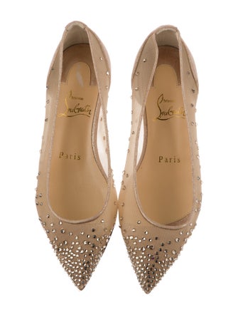 Christian Louboutin Follies Strass Mesh Ballet Flats