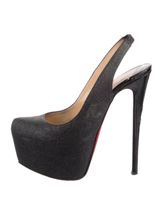 Christian Louboutin Glitter Glitter Accents Slingback Pumps