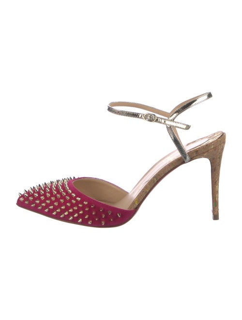 Christian Louboutin Suede Colorblock Pattern Slingback Pumps